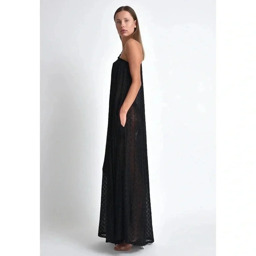 NWT Free People Muche Muchette Valentino Lace Wide-Leg Jumpsuit Black - Picture 4 of 15